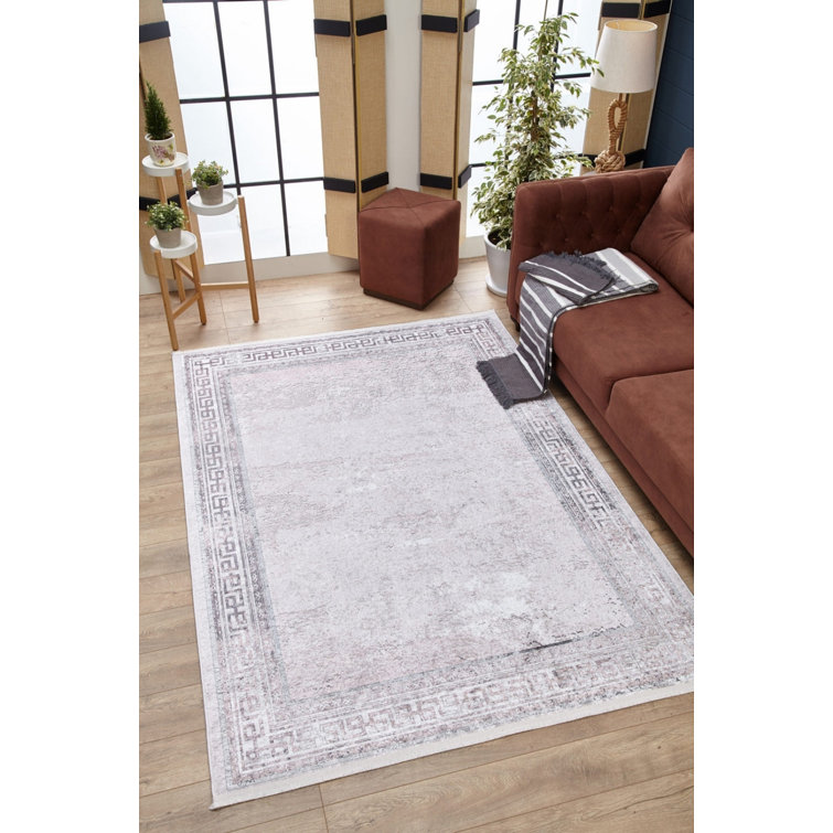 17 Stories Makoti Cotton Pink Machine Washable Indoor/Outdoor Rug Wayfair